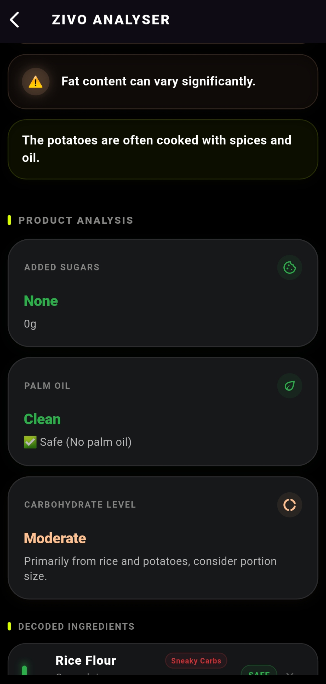 Zivo Analyzer Food Scan 2