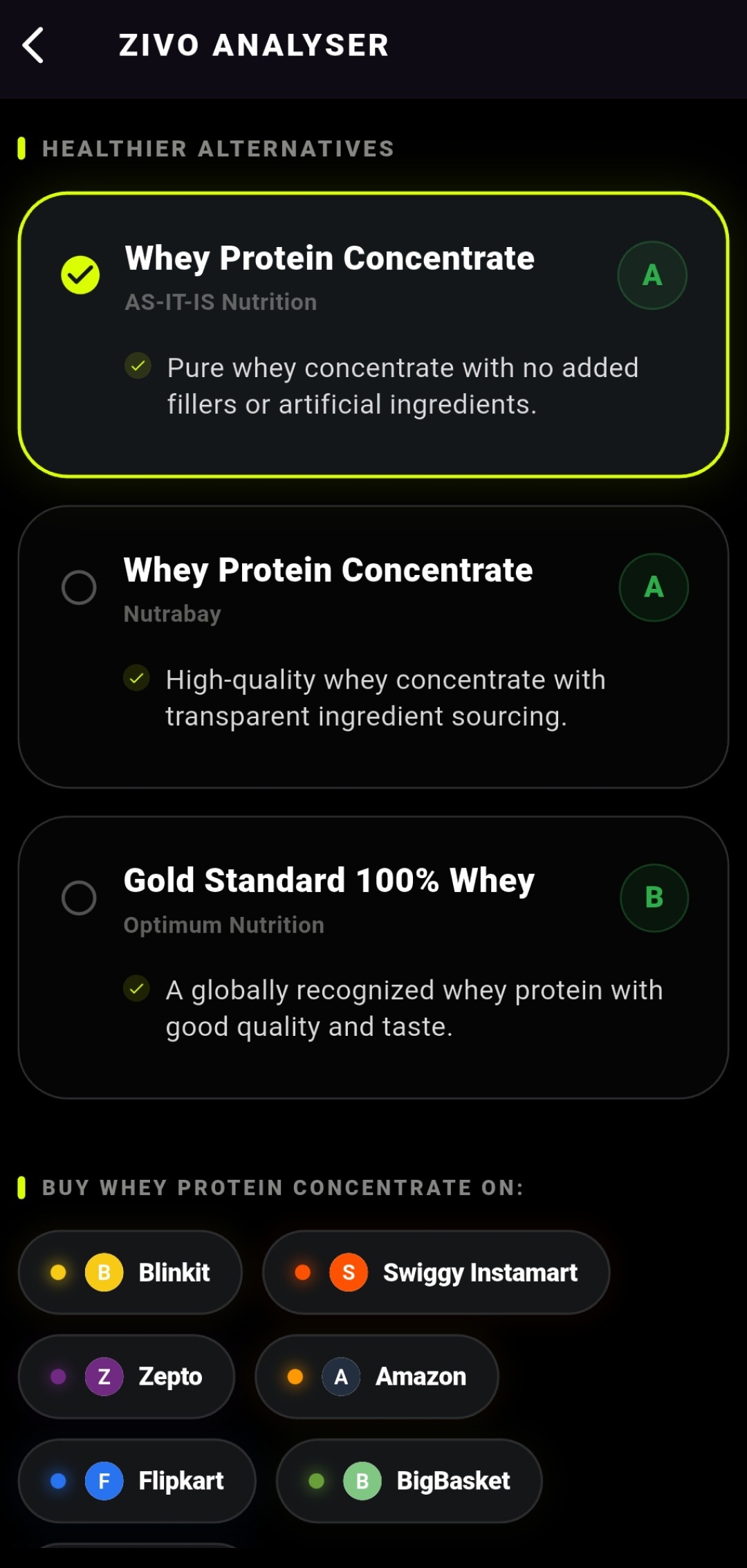 Zivo Analyzer Supplements Scan 3